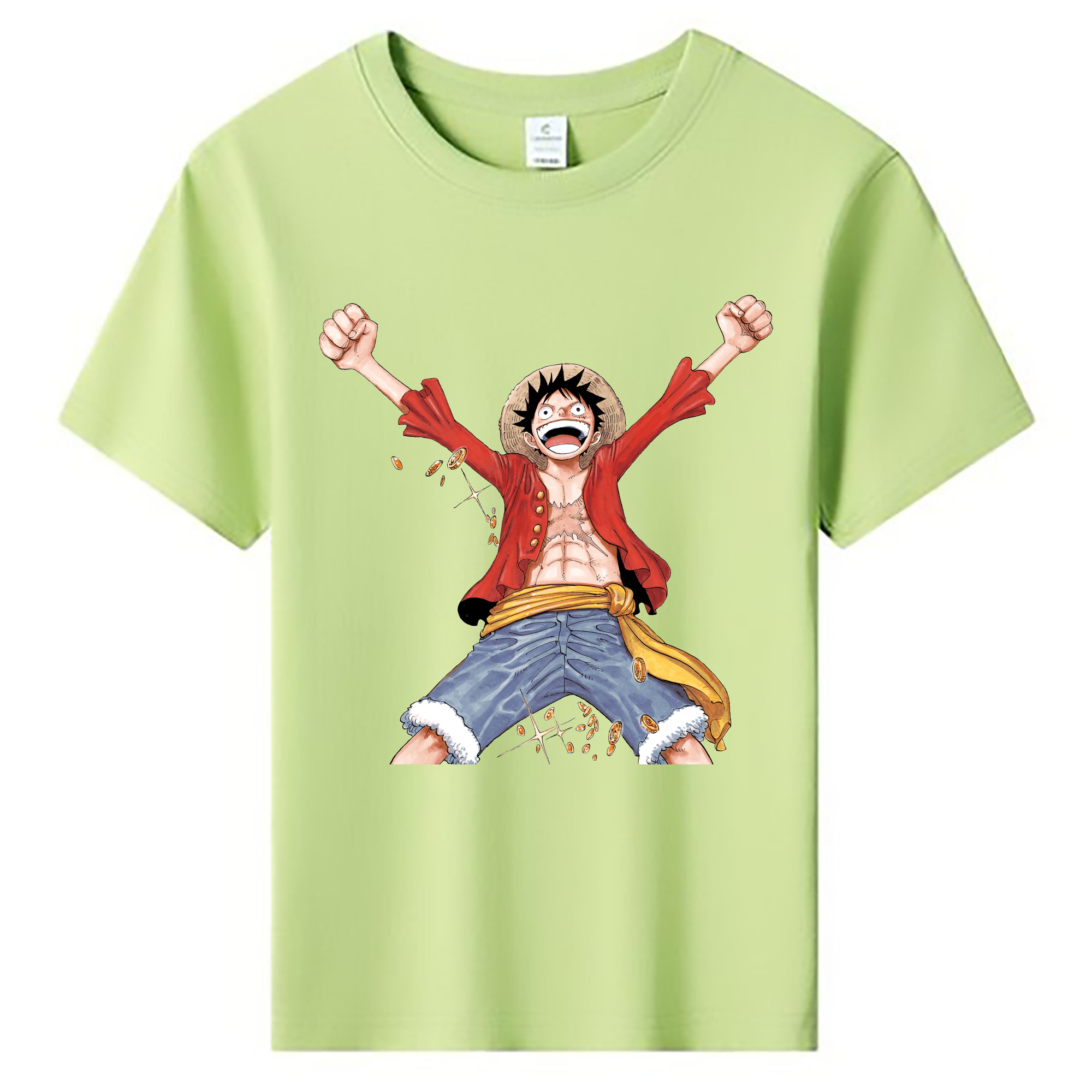 ワンピース モンキー・D・ルフィ ONE PIECE Monkey D. Luffy 綿100％キッズTシャツ（フロントプリント）